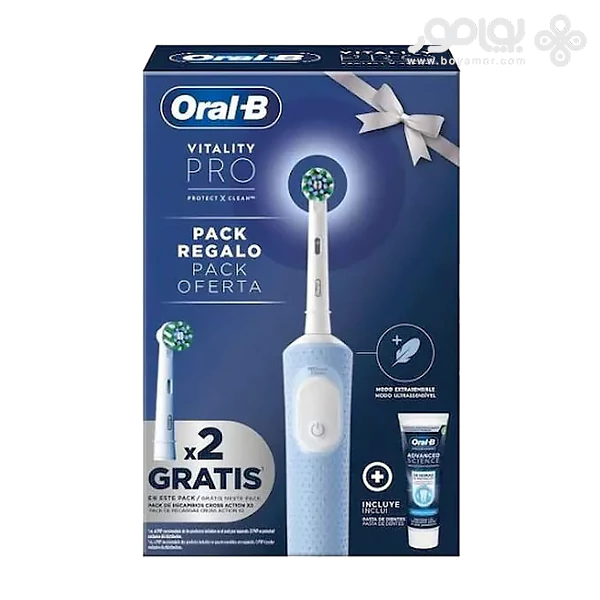 پک مسواک برقی اورال بی VITALITY PRO مدل PROTECT X CLEAN با دو یدک و خمیر دندان
