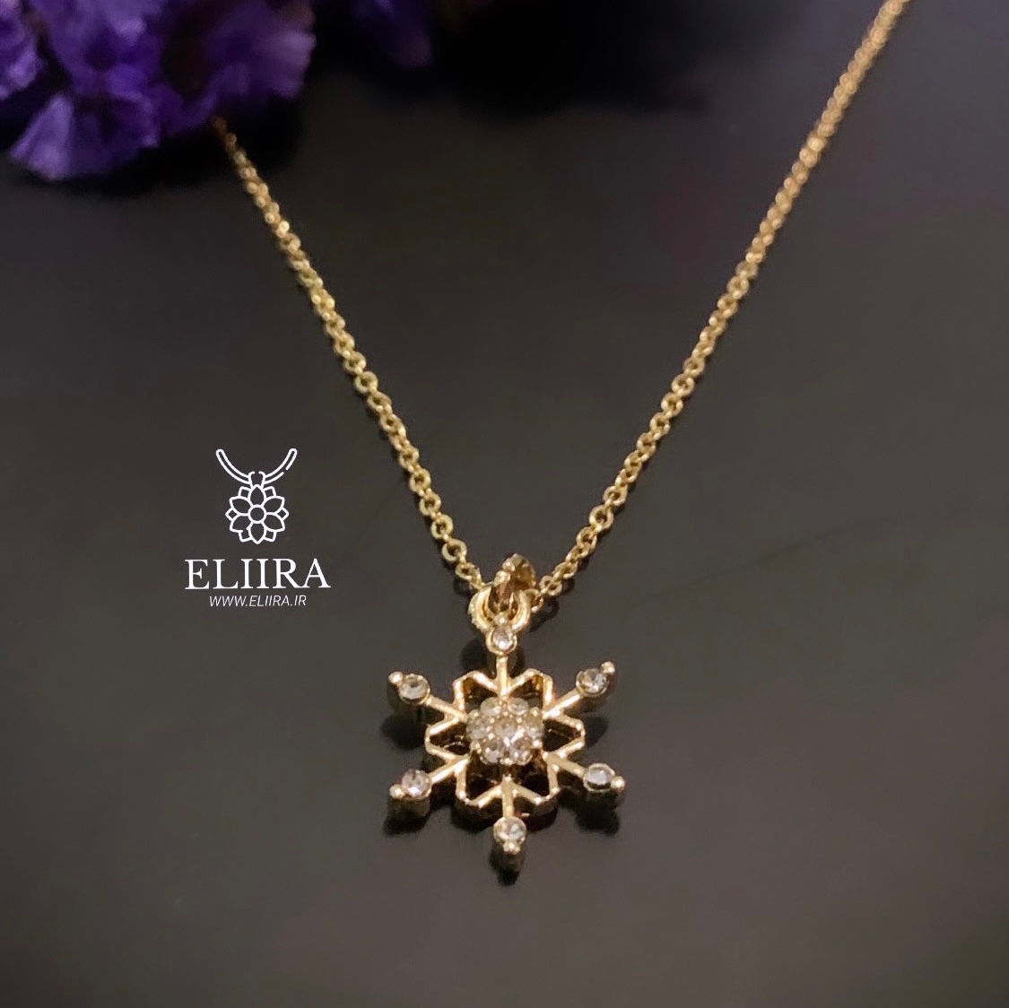 گردنبند دونه برف با آبکاری طلا و نگین زیرکونیا 