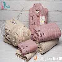 حوله ست دو نفره بلو گل برجسته رنگ نسکافه ای کالباسی تیره