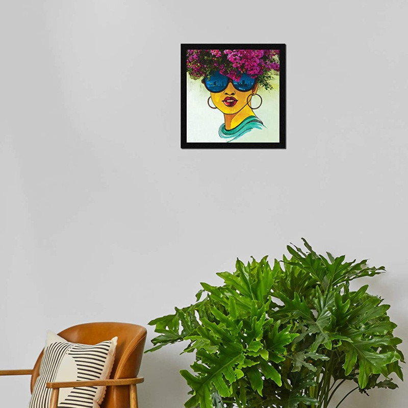 تابلو مدل نقاشی فانتزی گل روی سر | دنیای قاب