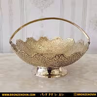 میوه خوری برنزی هندی مدل طاووس دسته دار 10 اینچ کد 3834