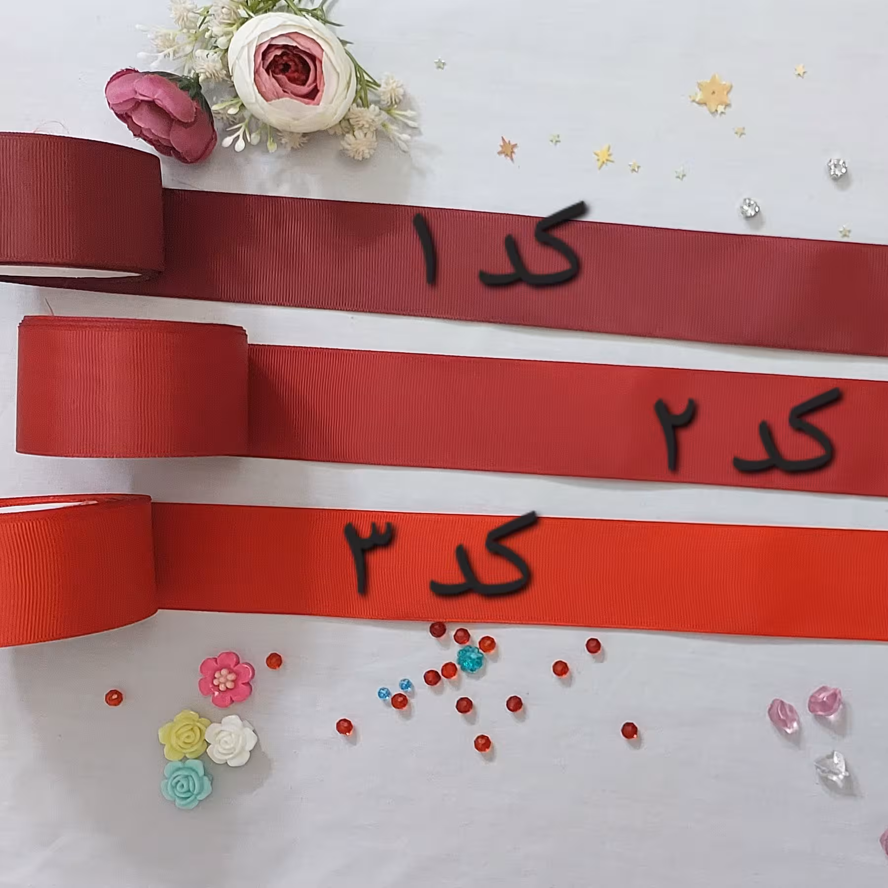 ربان گروگرن ساده چهار سانت قرمز (کد 3) یک متر روبان گروگن رنگی متری