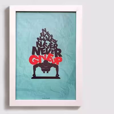 تابلو طرح انگیزشی never give up W004