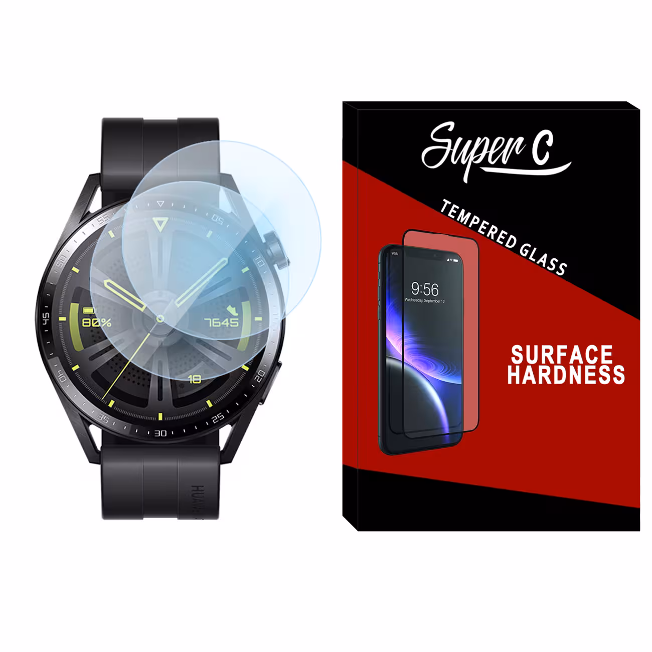 محافظ صفحه نمایش شیشه ای سوپرسی مدل SH-SC مناسب برای ساعت هوشمند هوآوی Watch GT3 46mm بسته دو عددی