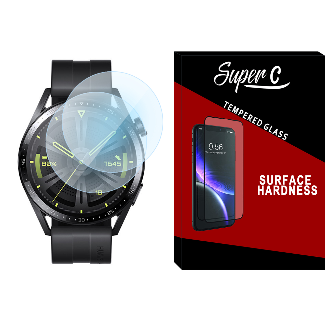 محافظ صفحه نمایش شیشه ای سوپرسی مدل SH-SC مناسب برای ساعت هوشمند هوآوی Watch GT3 46mm بسته دو عددی