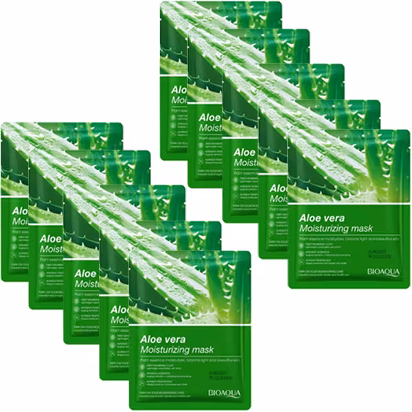 ماسک صورت بایو آکوا مدل Aloe Vera حجم 25 میلی لیتر مجموعه 10 عددی