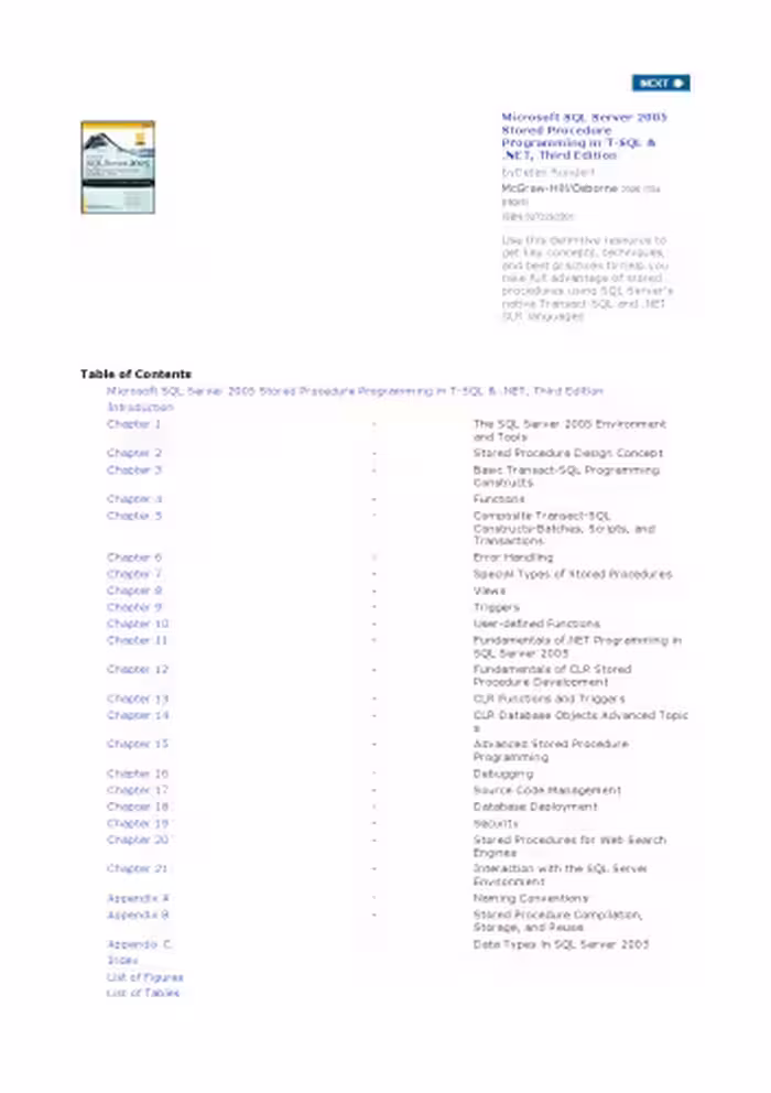 خرید و دانلود نسخه کامل کتاب Microsoft SQL Server 2005 Stored Procedure Programming in T-SQL &amp; .NET