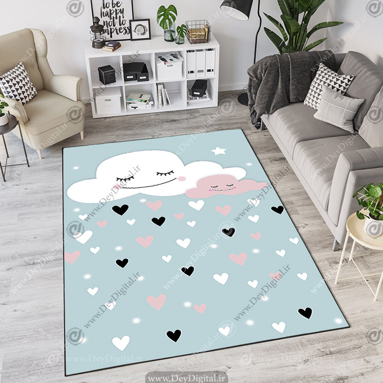 فرش اتاق کودک طرح ماه و ستاره PK-2829