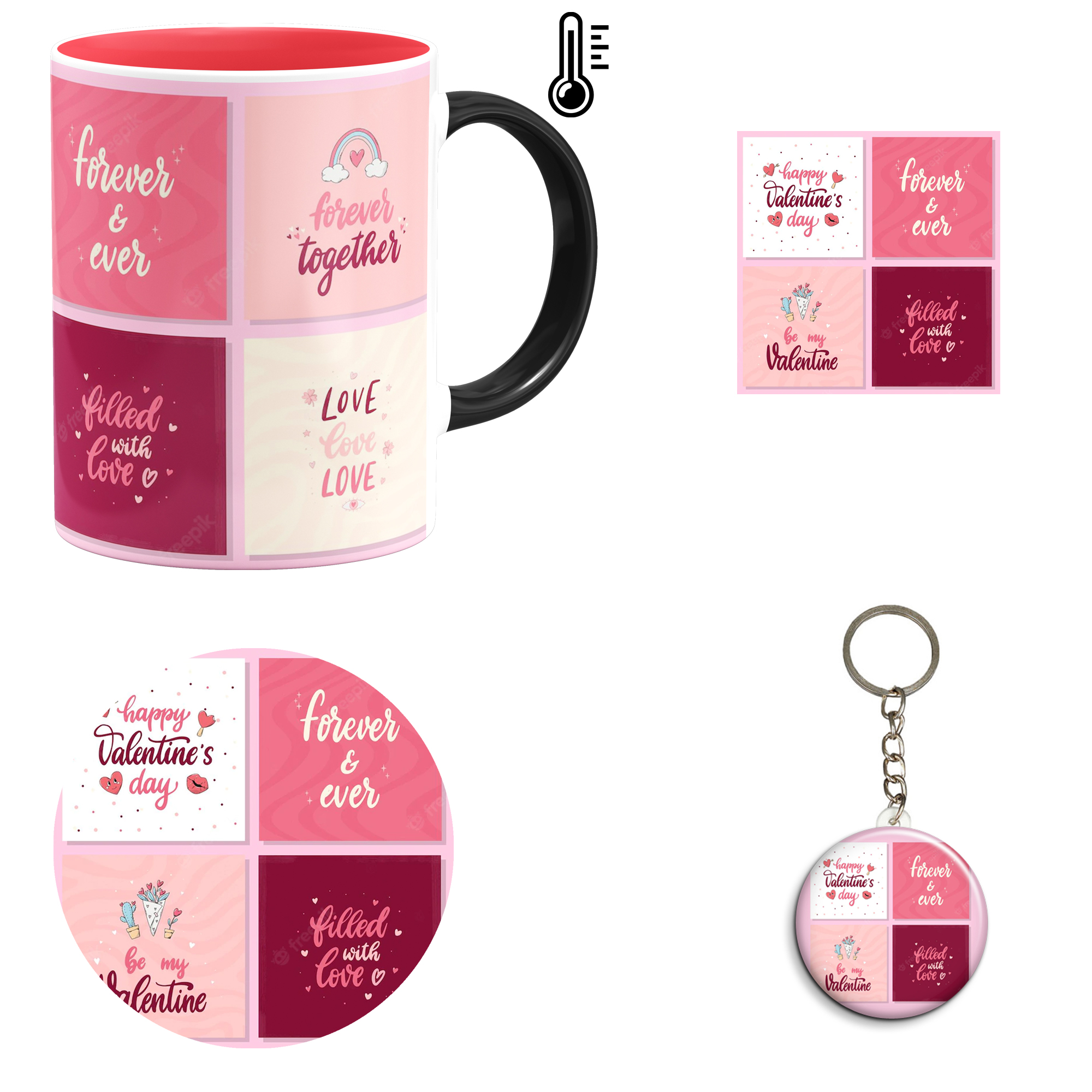 ست هدیه ماگ حرارتی مدل روز عشق طرح عاشقانه کد M18