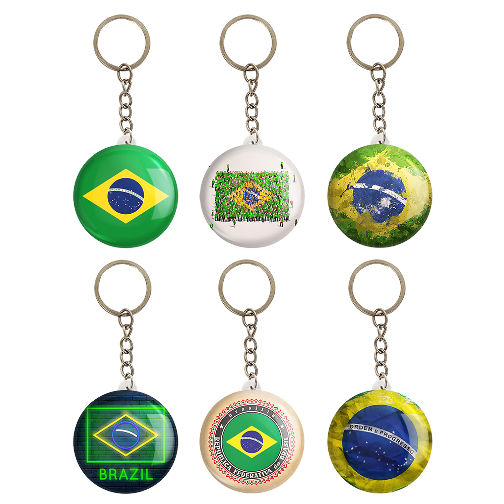 جاکلیدی خندالو مدل پرچم برزیل کد 1225B مجموعه 6 عددی