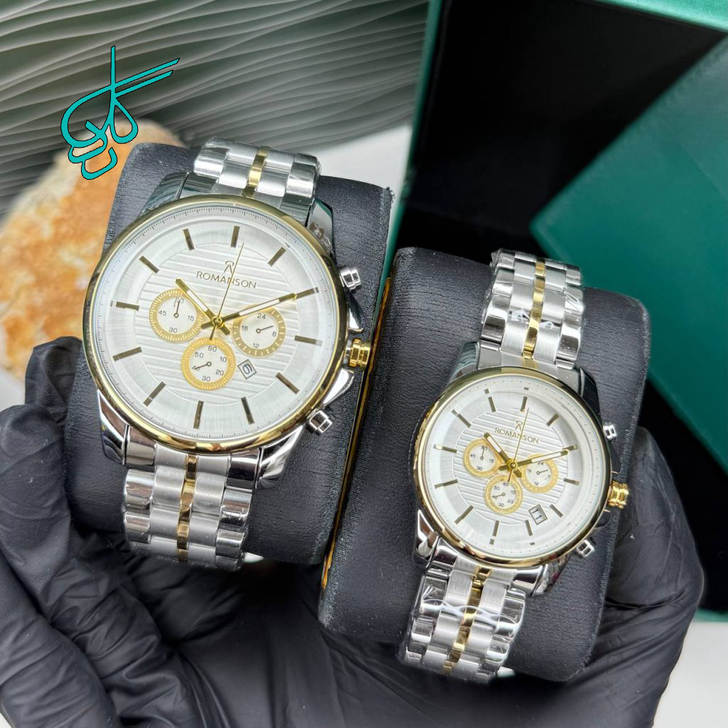 خرید ست ساعت زنانه و مردانه رومانسون فلزی طرح کرنو مستر کوالیتی موتور ژاپن کد 2117099 - ردگل