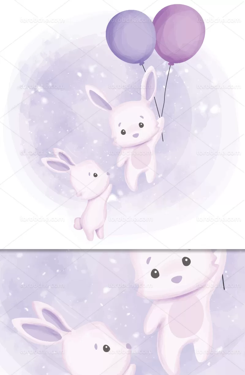 وکتور خرگوش فانتزی رنگی | گرافیک با طعم تربچه