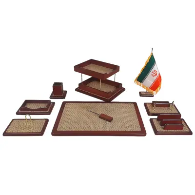 ست رومیزی اداری مدل MK طرح خاتم مجموعه 9 عددی