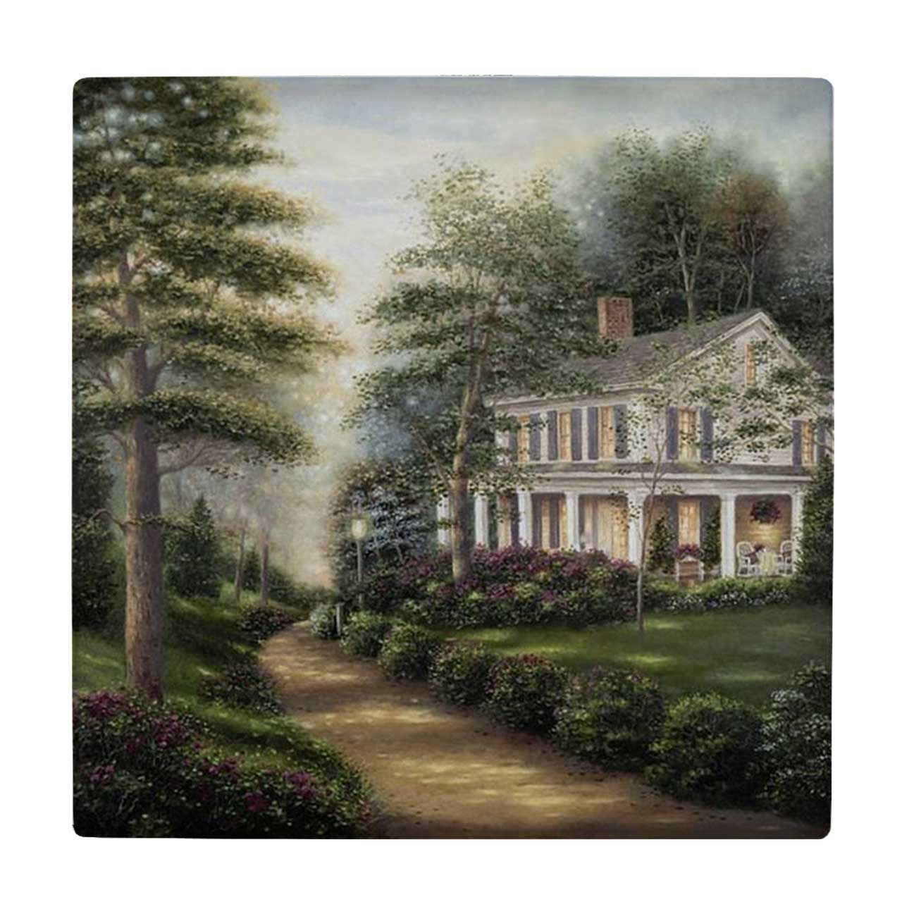  کاشی کارنیلا طرح نقاشی خانه و جاده جنگلی کد wkk3430