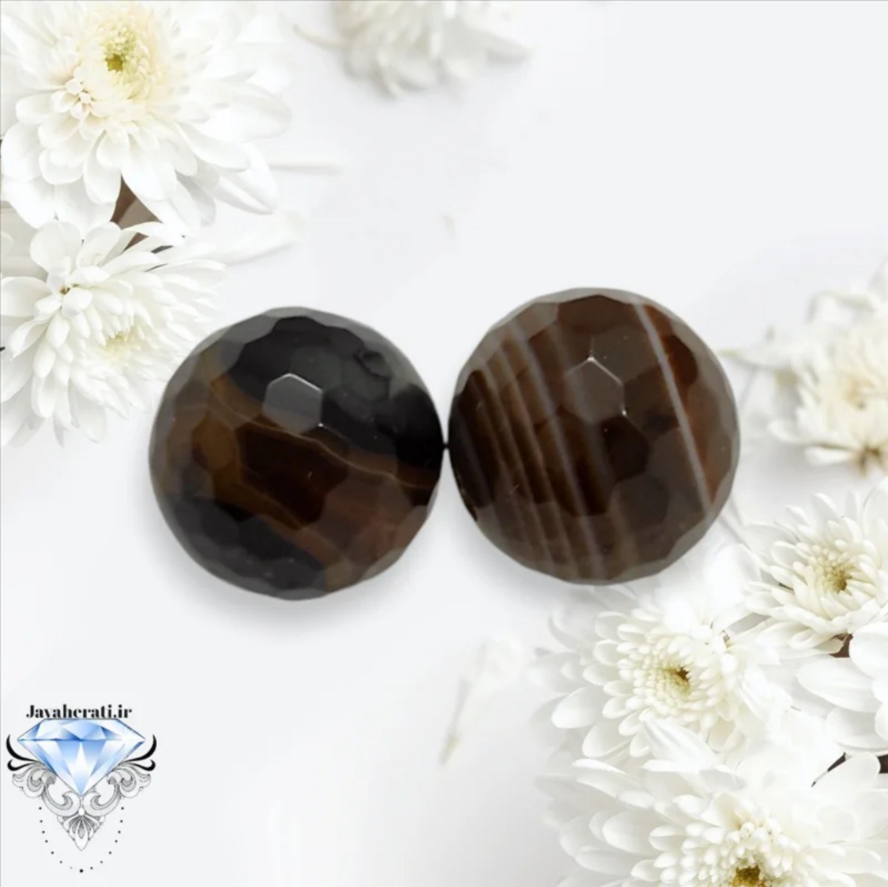 جفت مهره عقیق سلیمانی تراش کندویی