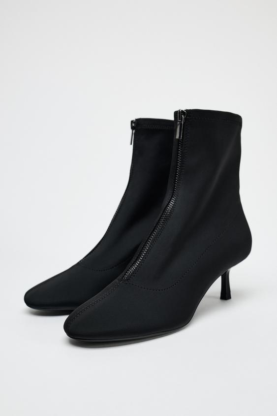 نیمبوت زنانه زارا FRONT ZIP KITTEN HEEL ANKLE BOOTS | تهران زارا TehranZara