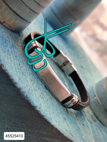 خرید دستبند چرمی استیل رنگ ثابت کد 1216302 - ردگل