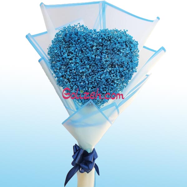 دسته گل قلب آبی
