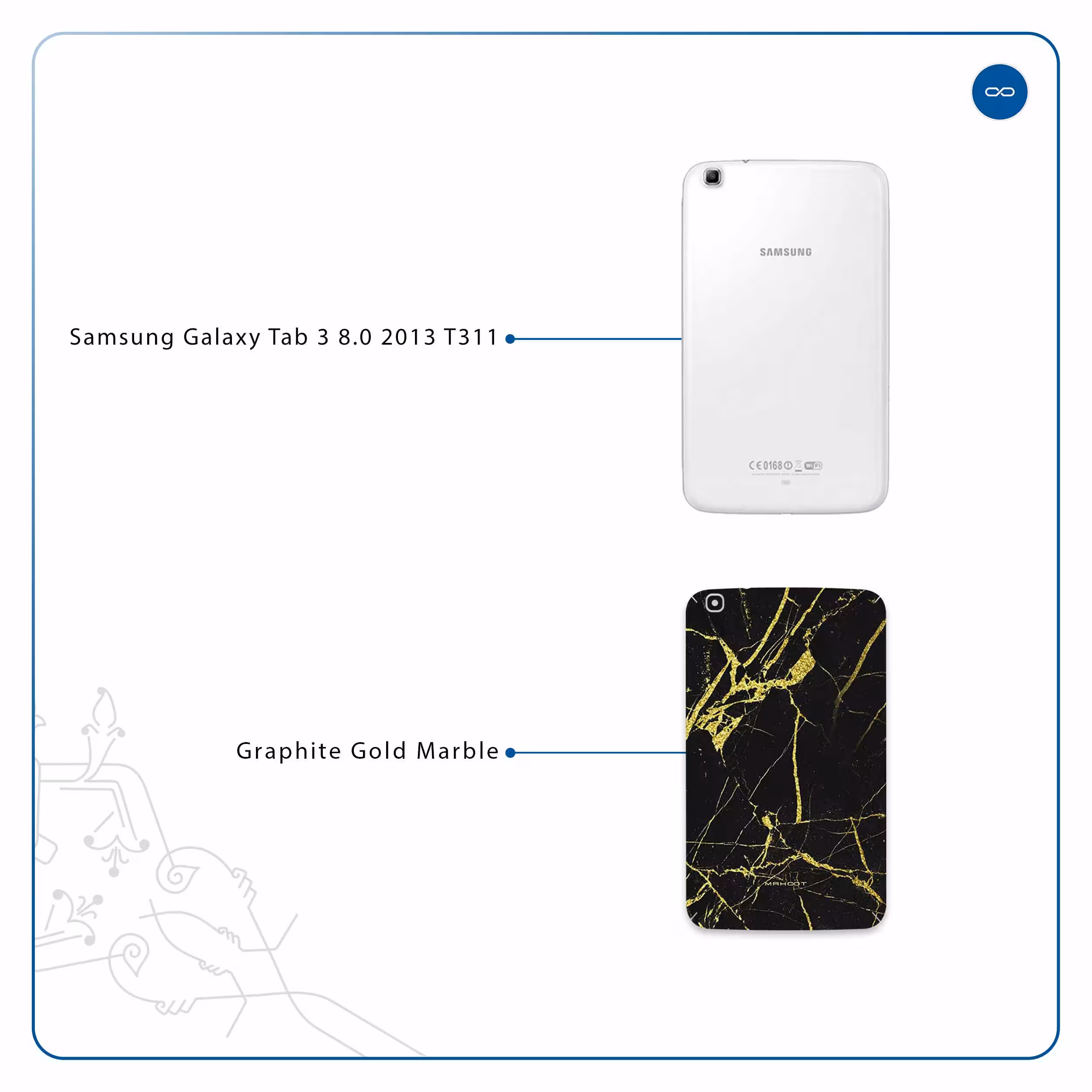 برچسب پوششی ماهوت مدل Graphite-Gold-Marble مناسب برای تبلت سامسونگ Galaxy Tab 3 8.0 2013 T311