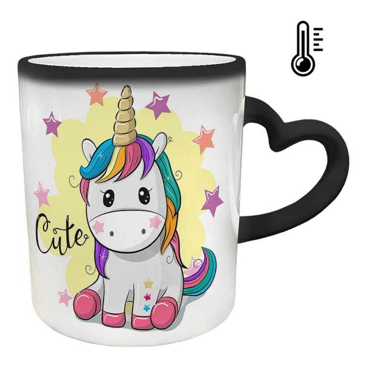 ماگ حرارتی مدل دسته قلبی طرح یونیکورن کد 71