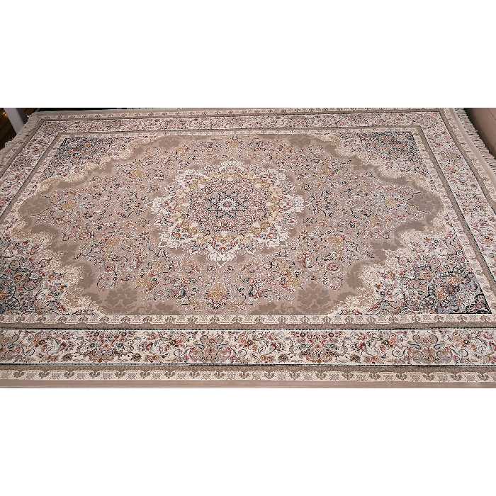 فرش ماشینی زمرد مشهد مدل 37000 زمینه بژ