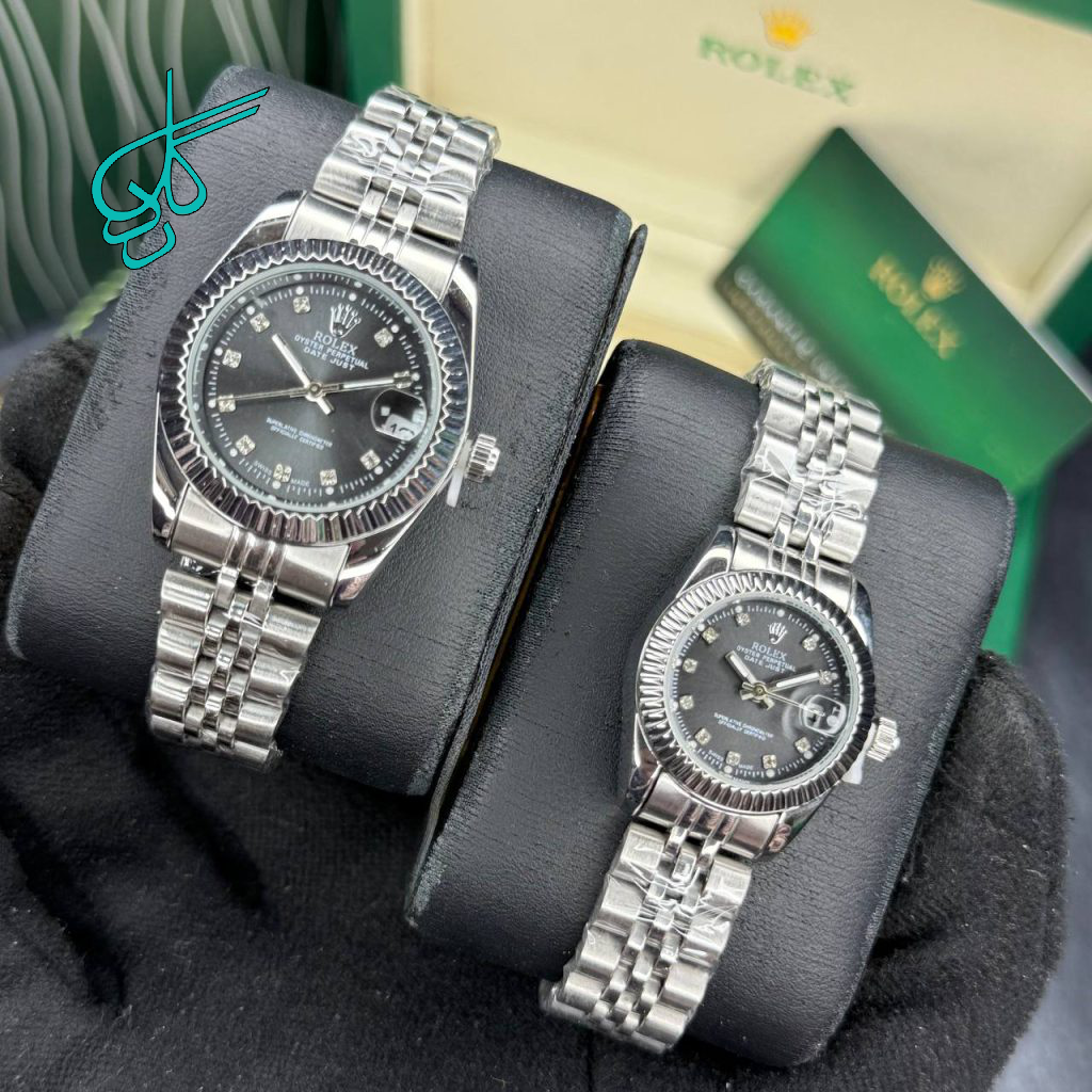 خرید ست ساعت زنانه و مردانه رولکس دی جاست رنگ ثابت کیفیت عالی کد 2116920 - ردگل