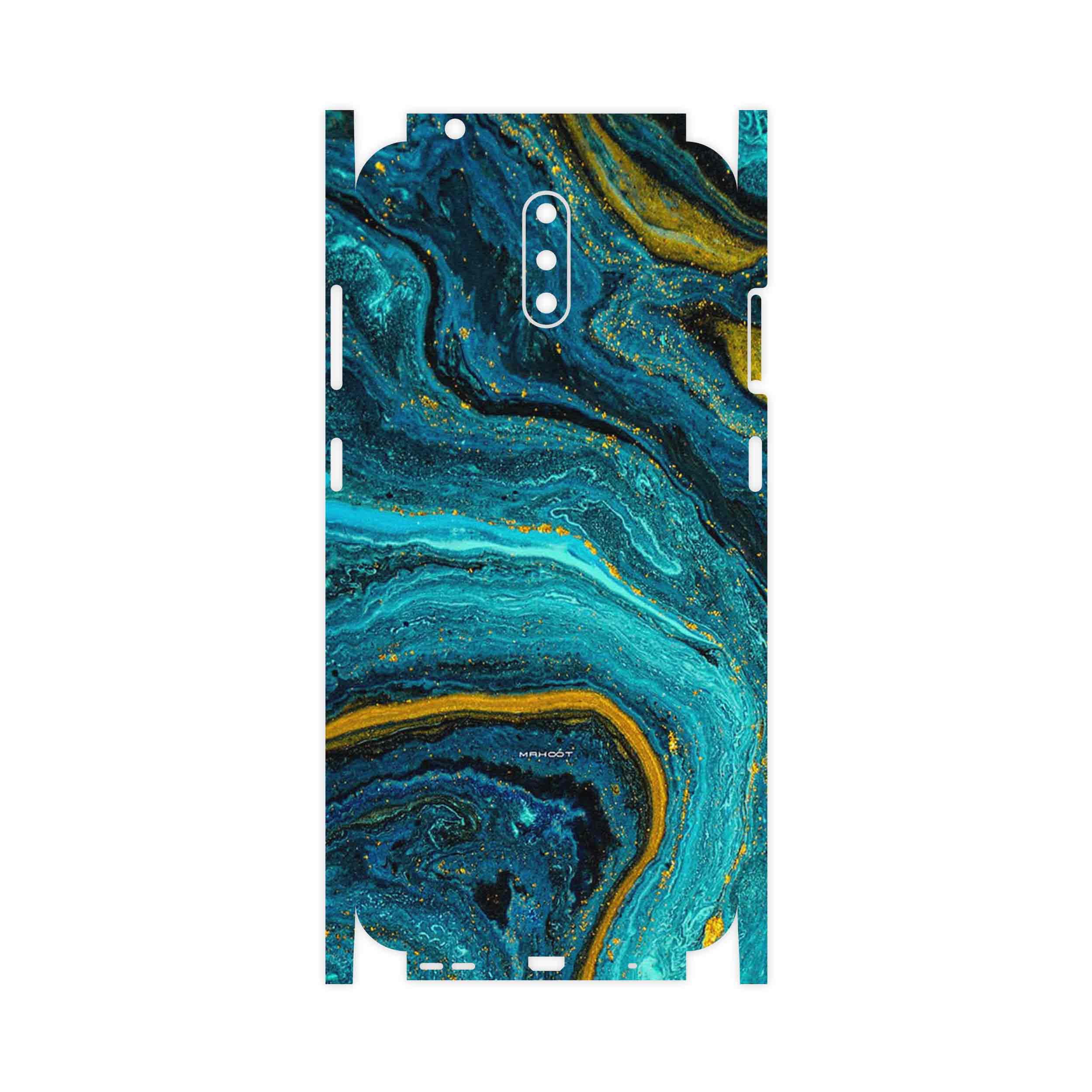 برچسب پوششی ماهوت مدل Turquoise marblewith golden streaks-FullSkin مناسب برای گوشی موبایل نوکیا 2.3