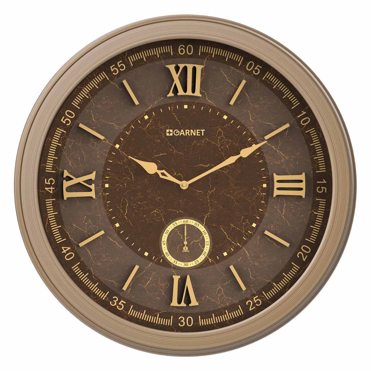 ساعت دیواری شوبرت مدل گارنت کد 5468 – قاب دور طلایی روشن