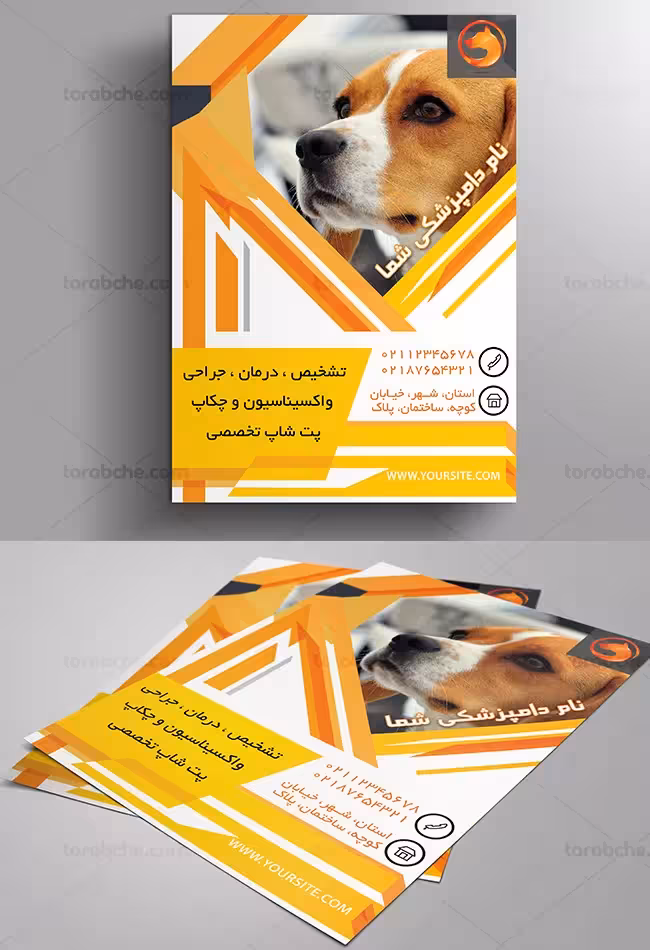 طرح لایه باز تراکت کلینیک دامپزشکی - گرافیک با طعم تربچه