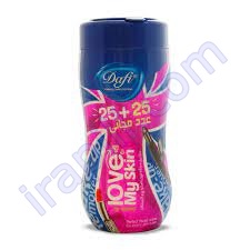 دستمال مرطوب پاک کننده آرایش دافی Dafi مدل I Love My Skin قوطی 50 عددی