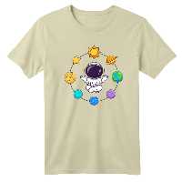 تی شرت آستین کوتاه بچگانه مدل فضانورد کد 6 رنگ کرم