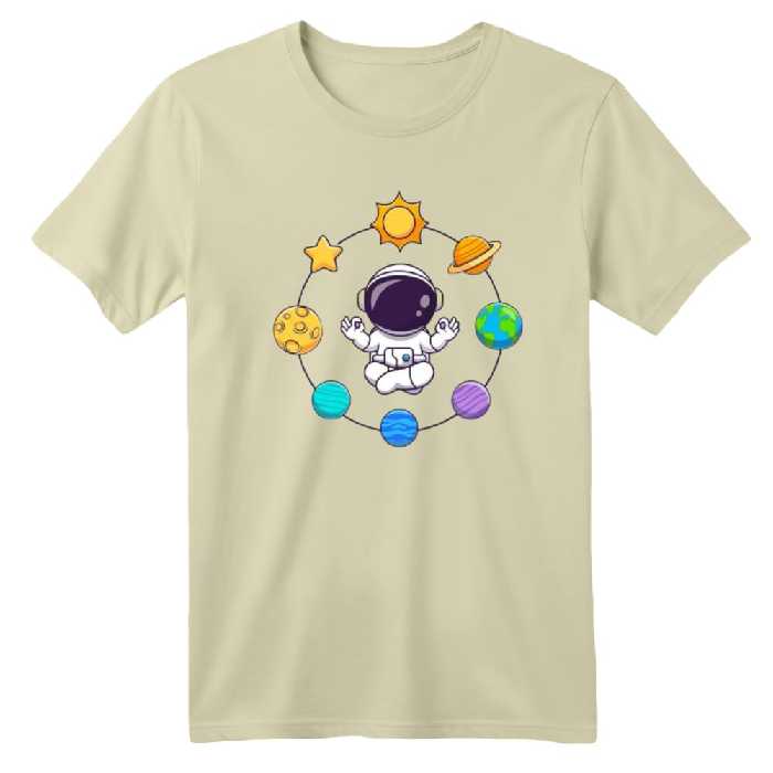 تی شرت آستین کوتاه بچگانه مدل فضانورد کد 6 رنگ کرم