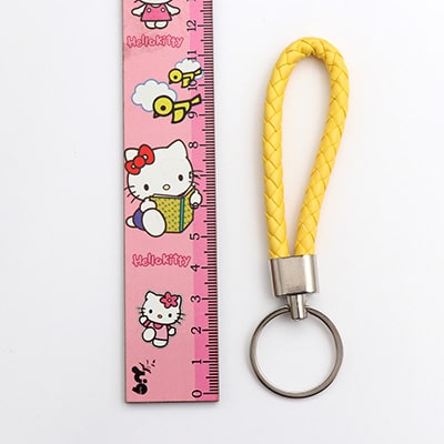 جاسوئیچی و سرکلیدی طرح طنابی چرمی زرد 31408