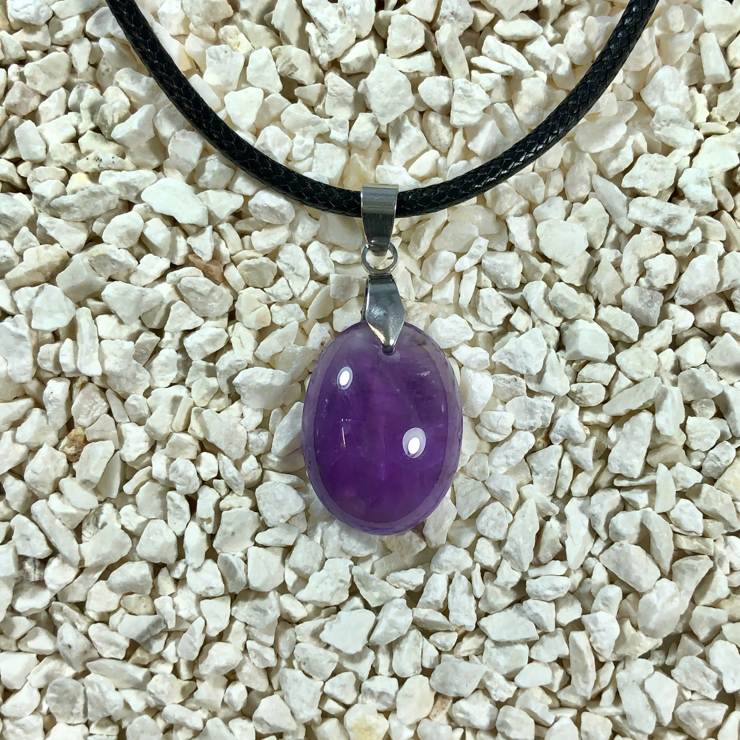 گردنبند آمیتیست معدنی بیضی 250790