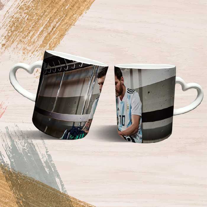 ماگ مدل دسته قلبی طرح مسی کد 31