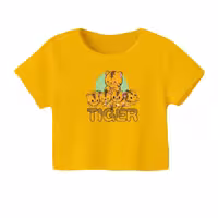 کراپ‌ تی‌شرت آستین کوتاه زنانه مدل ببر کد 6 رنگ زرد