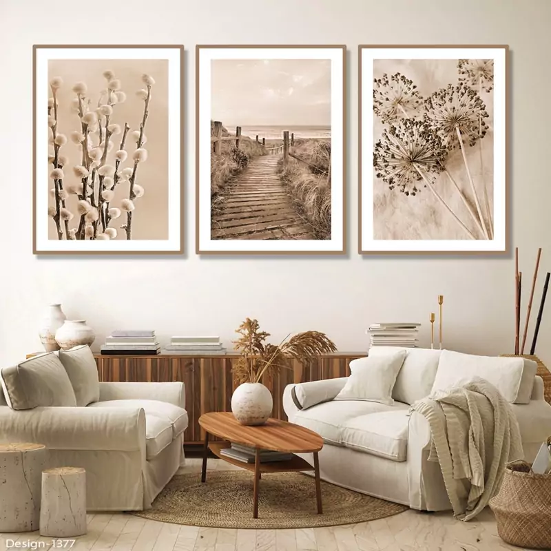 تابلو دکوراتیو  خاطرات ساحل سه تیکه منظم | دنیای قاب