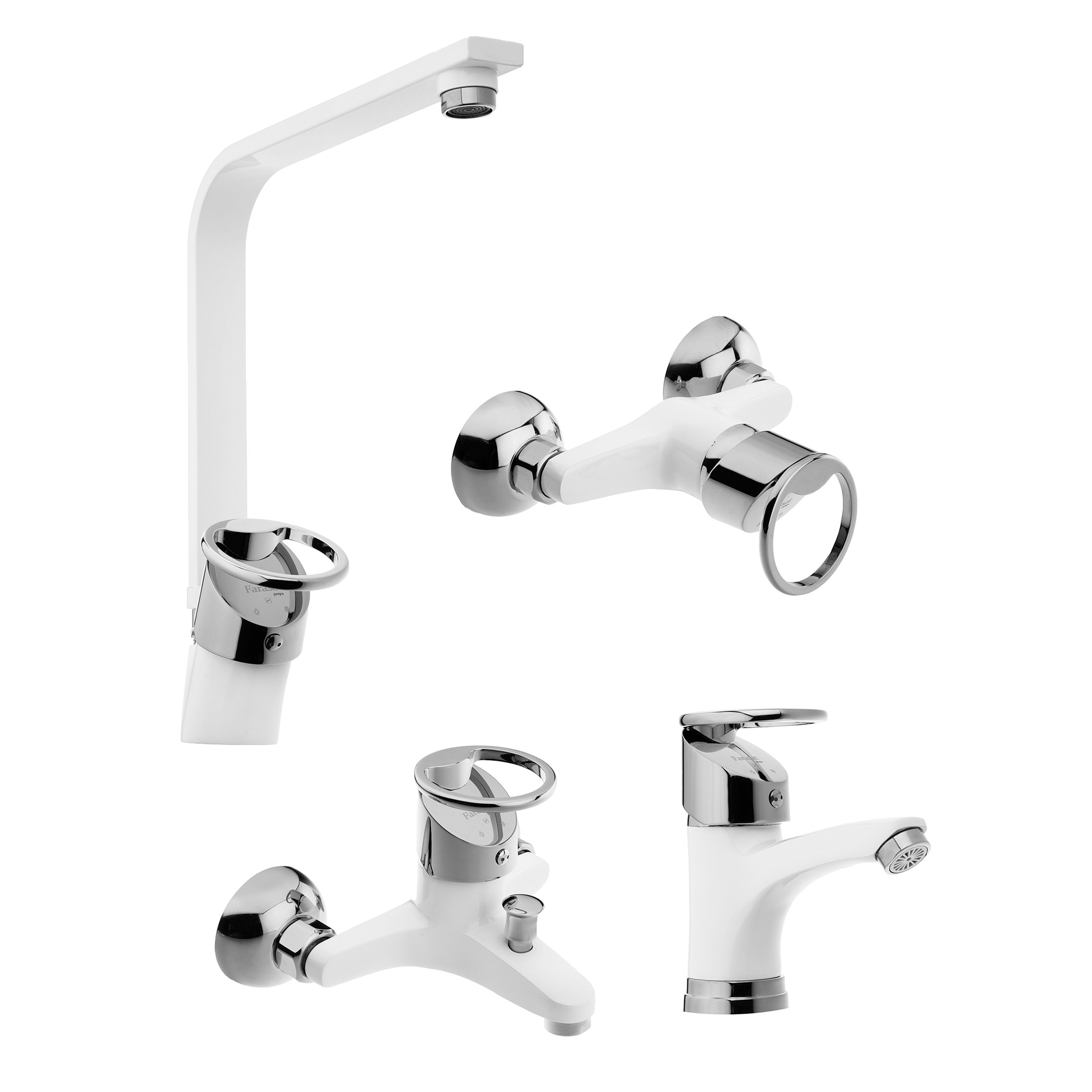 ست شیرآلات  مدل النگویی سفید کروم دارای 5 سال گارانتی شرکتی