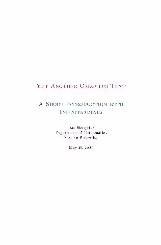 خرید و دانلود نسخه کامل کتاب Yet another calculus text. A short introduction with infinitesimals