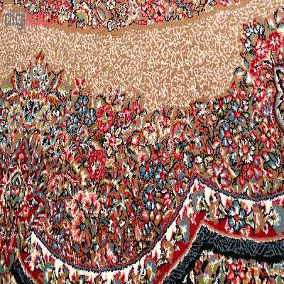 فرش ماشینی زمرد مشهد مدل ریز گل کرمان زمینه گردویی