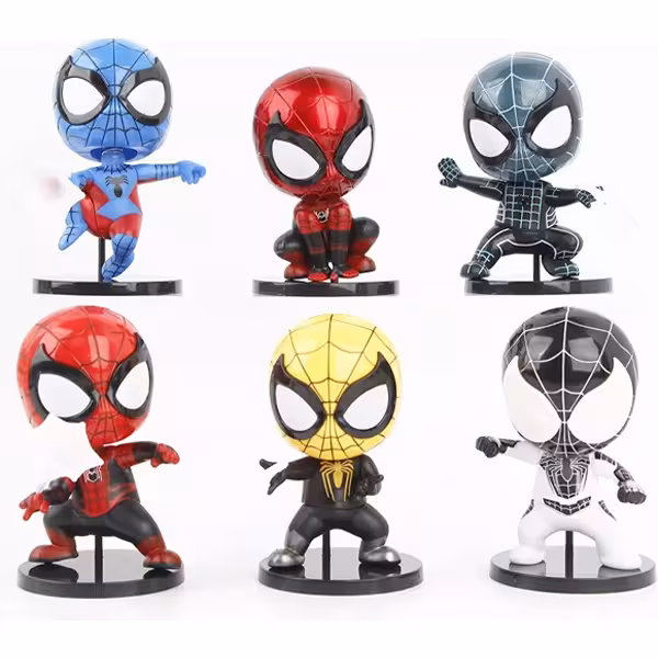 فیگور مردعنکبوتی (اسپایدرمن) SpiderMan  (کله فلزی) مجموعه 6 عددی