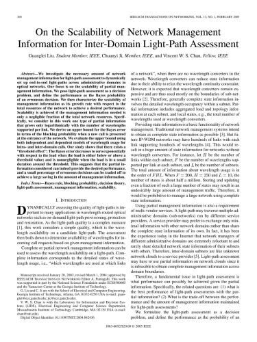 خرید و دانلود نسخه کامل کتاب On the Scalability of Network Management Information for Inter-Domain Light-Path Assessment