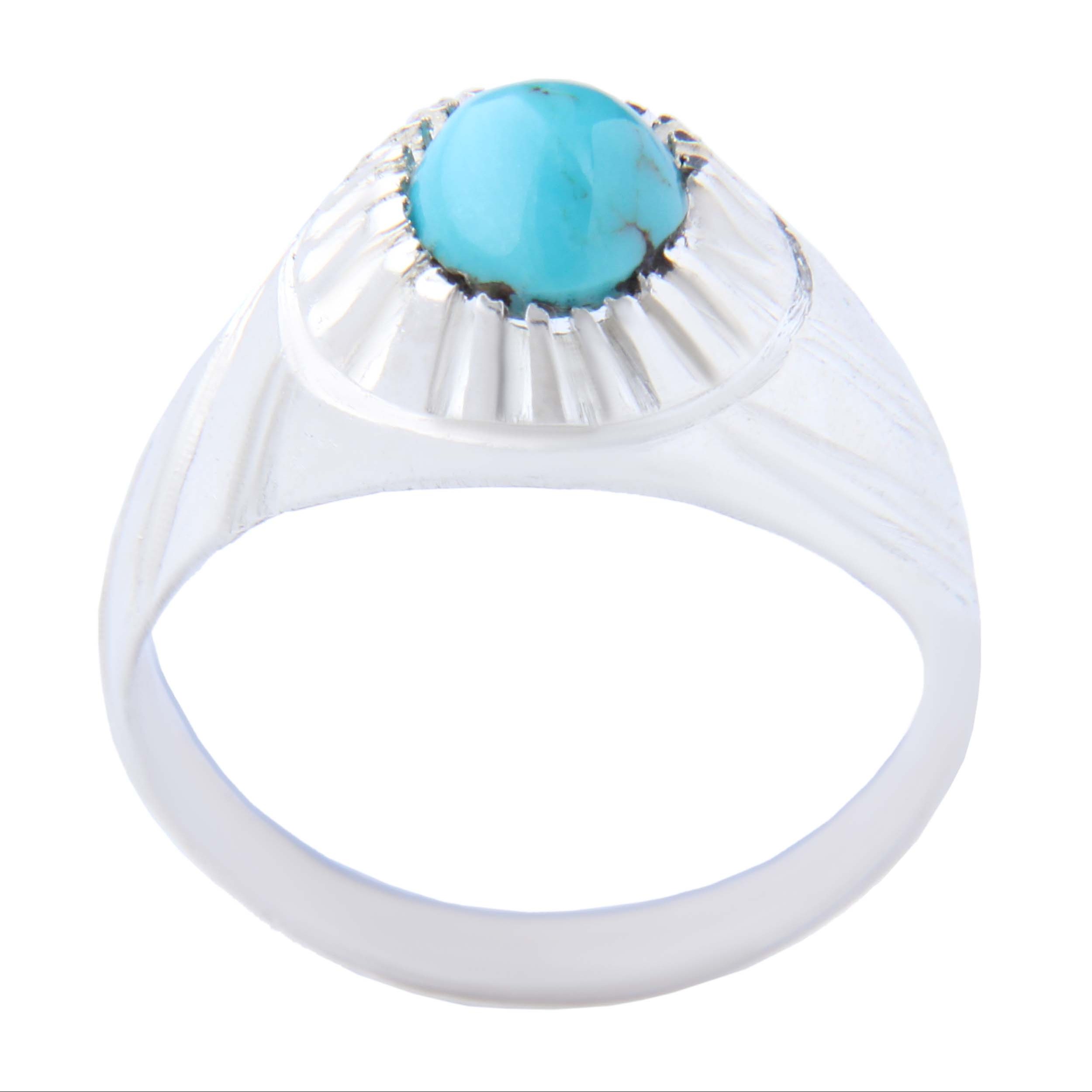 انگشتر نقره مردانه بازرگانی میلادی مدل سنگ فیروزه طبیعی رکاب سیلندری کد AM4094 