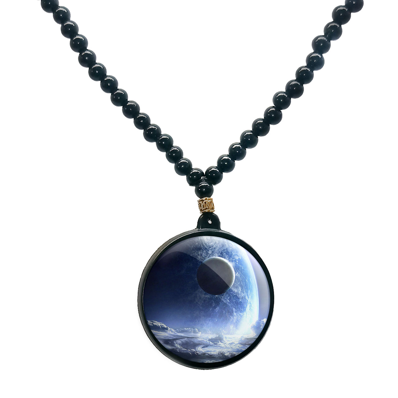 گردنبند پرمانه طرح زمین کد pmd.23491 مدل دو طرفه