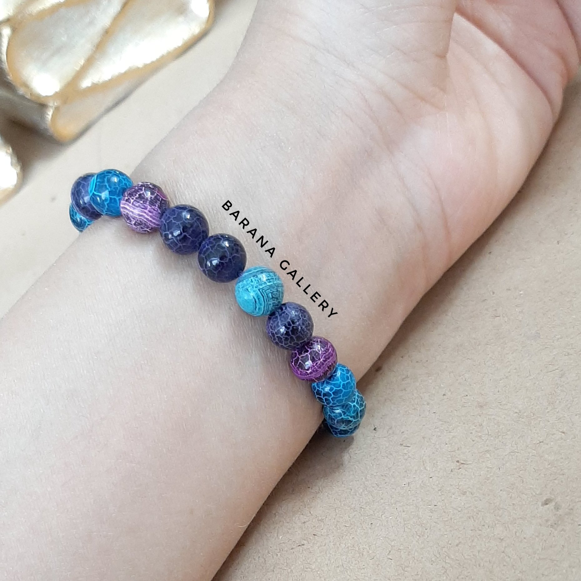 دستبند تمام‌سنگ عقیق خزه‌ای