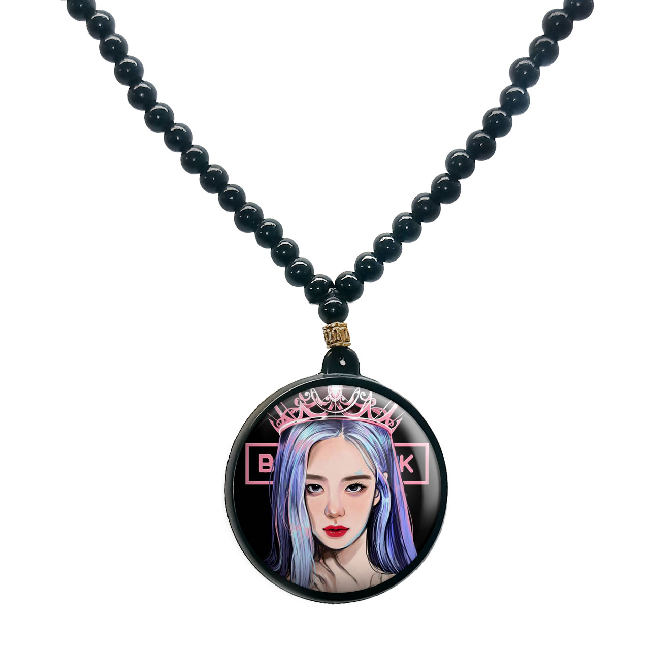 گردنبند پرمانه طرح بلک پینک کد pmd.6956 مدل دو طرفه