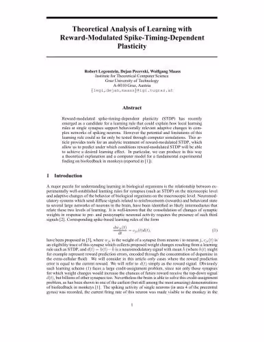 خرید و دانلود نسخه کامل کتاب Theoretical Analysis of Learning with Reward-Modulated Spike-Timing-Dependent Plasticity