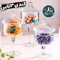 کندی باکس پایه دار 3تایی  کندی 3تایی کندی پایه بلند کندی باکس 3تایی کندی 3سایزی بلور کندی پاشاسازه کندی استوانه