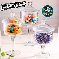 کندی باکس پایه دار 3تایی  کندی 3تایی کندی پایه بلند کندی باکس 3تایی کندی 3سایزی بلور کندی پاشاسازه کندی استوانه