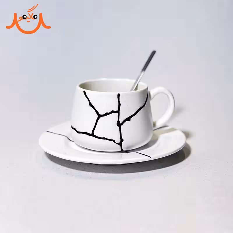 ماگ سرامیکی طرح ماربل زیره دار